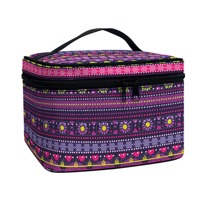 Purple Native Tribal Pattern Print Travel Makeup Bag