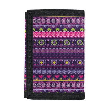 Purple Native Tribal Pattern Print Trifold Wallet