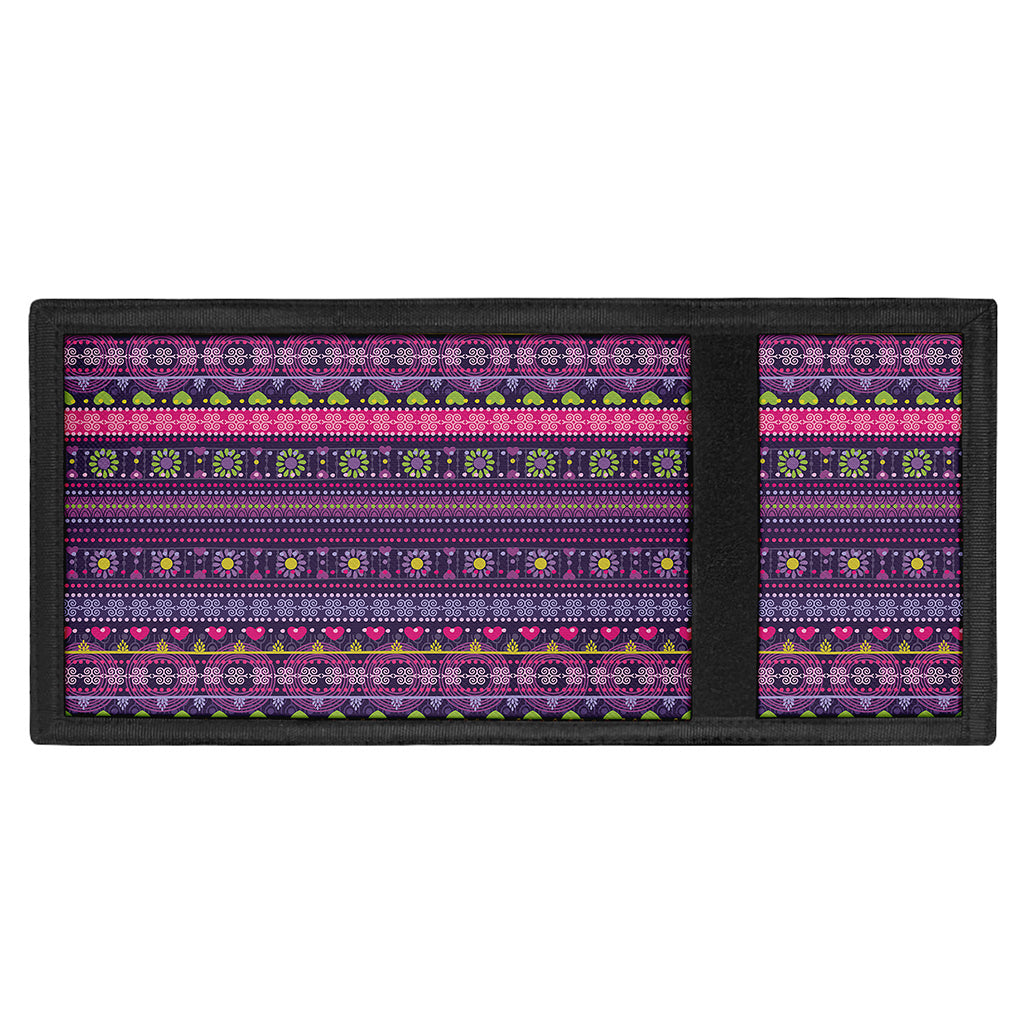 Purple Native Tribal Pattern Print Trifold Wallet