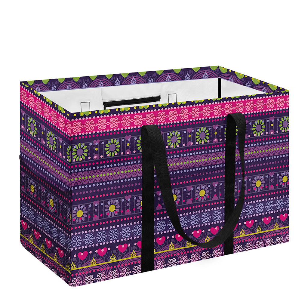 Purple Native Tribal Pattern Print Utility Tote Bag