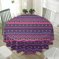 Purple Native Tribal Pattern Print Waterproof Round Tablecloth