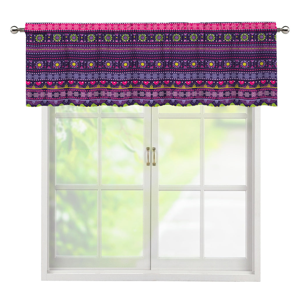 Purple Native Tribal Pattern Print Window Valance