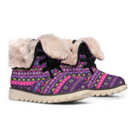 Purple Native Tribal Pattern Print Winter Boots
