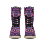 Purple Native Tribal Pattern Print Winter Boots