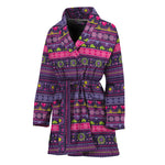 Purple Native Tribal Pattern Print Women's Bathrobe