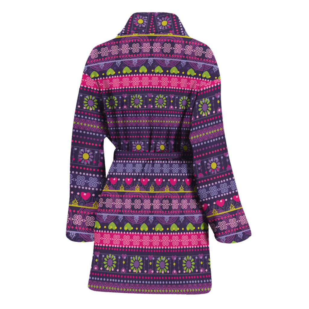 Purple Native Tribal Pattern Print Women's Bathrobe