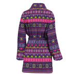 Purple Native Tribal Pattern Print Women's Bathrobe