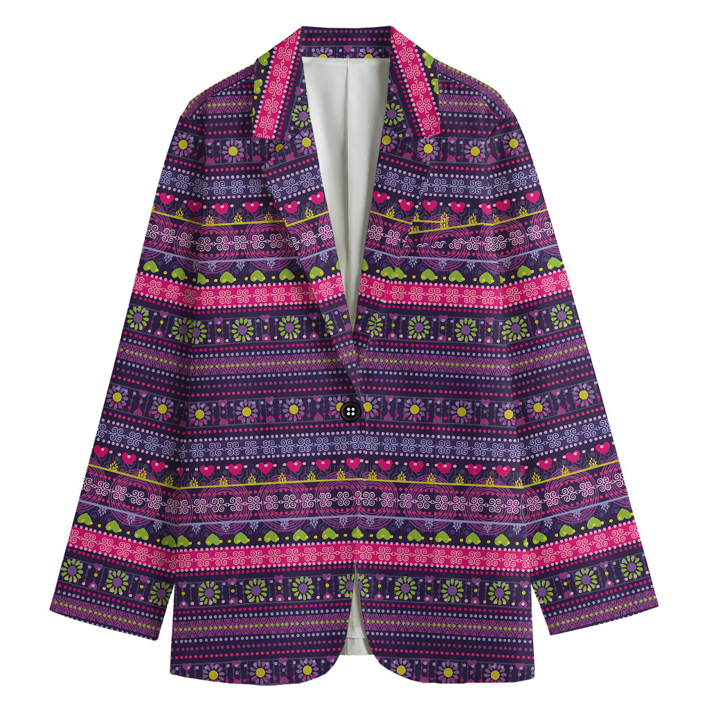 Purple Native Tribal Pattern Print Women's Blazer