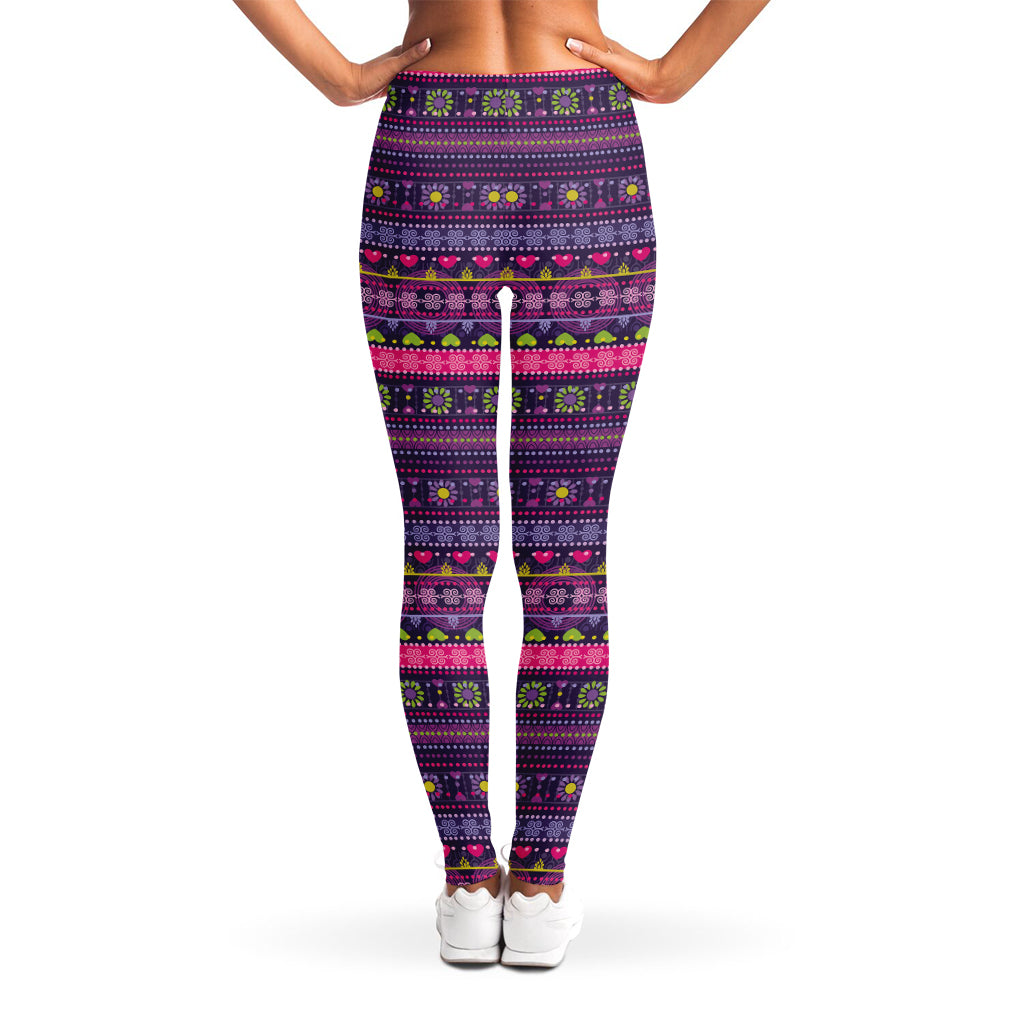 Purple Native Tribal Pattern Print Women's Leggings