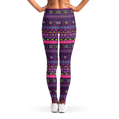 Purple Native Tribal Pattern Print Women's Leggings