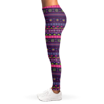 Purple Native Tribal Pattern Print Women's Leggings