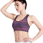 Purple Native Tribal Pattern Print Women's Sports Bra