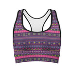 Purple Native Tribal Pattern Print Women's Sports Bra