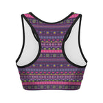 Purple Native Tribal Pattern Print Women's Sports Bra