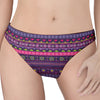 Purple Native Tribal Pattern Print Women's Thong