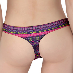 Purple Native Tribal Pattern Print Women's Thong