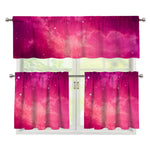 Purple Nebula Cloud Galaxy Space Print 3 Piece Kitchen Curtains