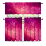Purple Nebula Cloud Galaxy Space Print 3 Piece Kitchen Curtains