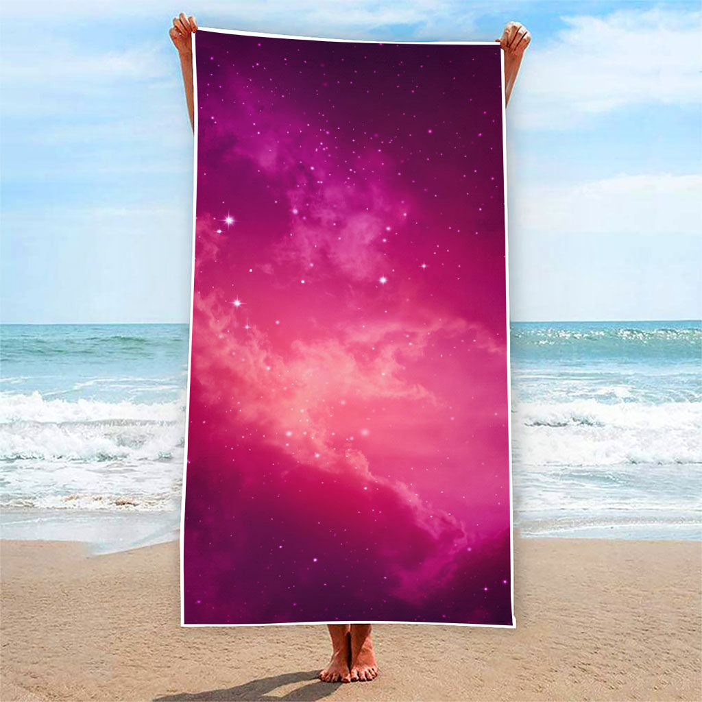 Purple Nebula Cloud Galaxy Space Print Beach Towel