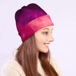 Purple Nebula Cloud Galaxy Space Print Beanie