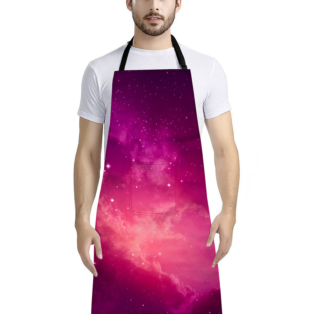 Purple Nebula Cloud Galaxy Space Print Bib Apron With Pocket