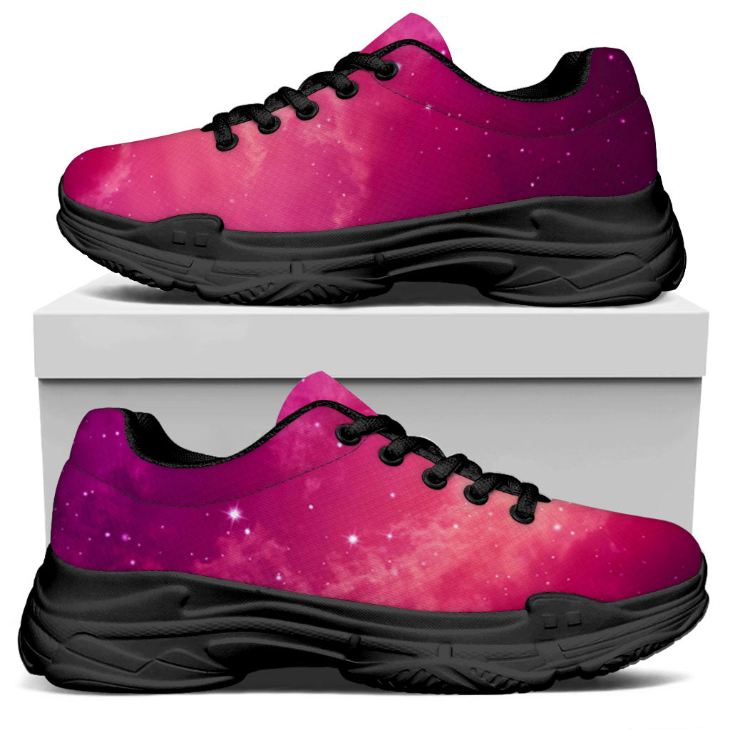 Purple Nebula Cloud Galaxy Space Print Black Chunky Shoes