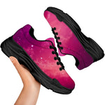 Purple Nebula Cloud Galaxy Space Print Black Chunky Shoes