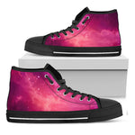 Purple Nebula Cloud Galaxy Space Print Black High Top Sneakers