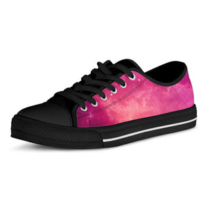 Purple Nebula Cloud Galaxy Space Print Black Low Top Sneakers