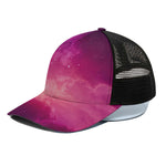 Purple Nebula Cloud Galaxy Space Print Black Mesh Trucker Cap