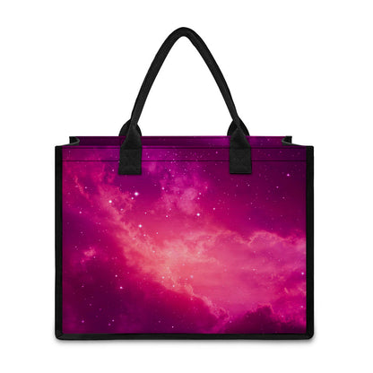 Purple Nebula Cloud Galaxy Space Print Canvas Tote Bag