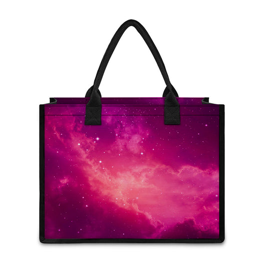 Purple Nebula Cloud Galaxy Space Print Canvas Tote Bag