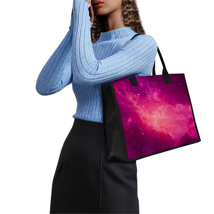 Purple Nebula Cloud Galaxy Space Print Canvas Tote Bag