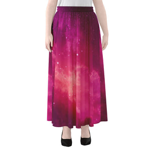 Purple Nebula Cloud Galaxy Space Print Chiffon Maxi Skirt