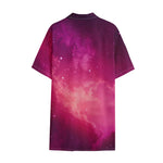 Purple Nebula Cloud Galaxy Space Print Cotton Hawaiian Shirt