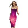 Purple Nebula Cloud Galaxy Space Print Cross Back Cami Dress