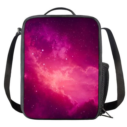 Purple Nebula Cloud Galaxy Space Print Crossbody Lunch Bag