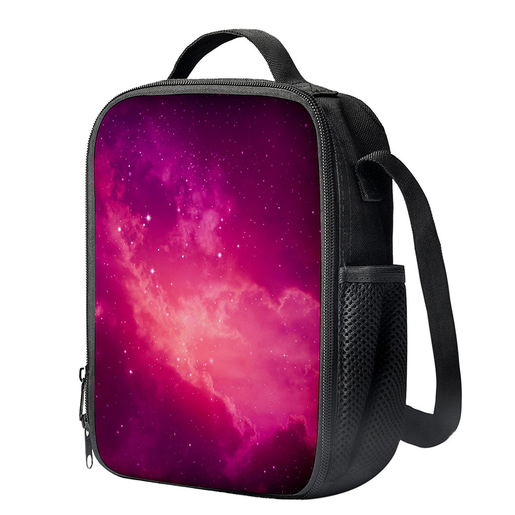 Purple Nebula Cloud Galaxy Space Print Crossbody Lunch Bag