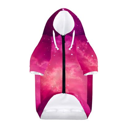 Purple Nebula Cloud Galaxy Space Print Dog Zip Up Hoodie