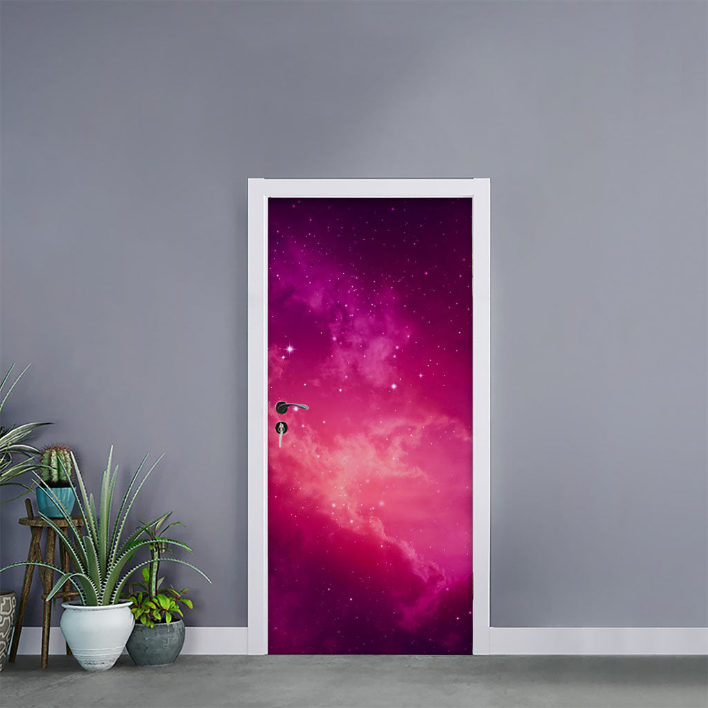 Purple Nebula Cloud Galaxy Space Print Door Sticker