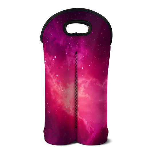 Purple Nebula Cloud Galaxy Space Print Double Neoprene Wine Tote