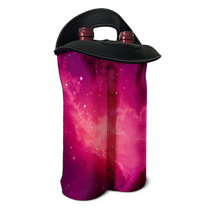 Purple Nebula Cloud Galaxy Space Print Double Neoprene Wine Tote