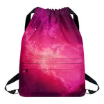Purple Nebula Cloud Galaxy Space Print Drawstring Backpack