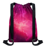 Purple Nebula Cloud Galaxy Space Print Drawstring Backpack