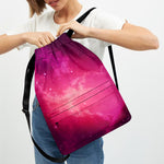 Purple Nebula Cloud Galaxy Space Print Drawstring Backpack