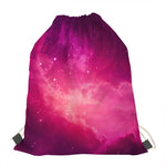 Purple Nebula Cloud Galaxy Space Print Drawstring Bag