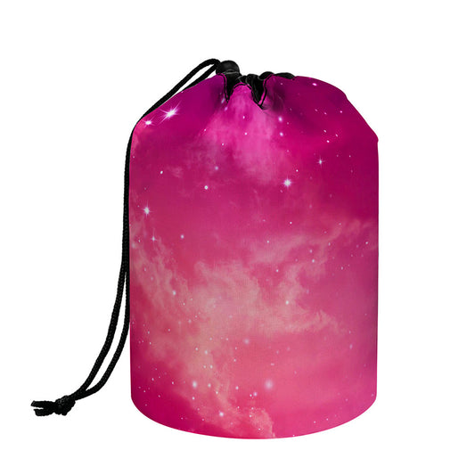 Purple Nebula Cloud Galaxy Space Print Drawstring Makeup Bag