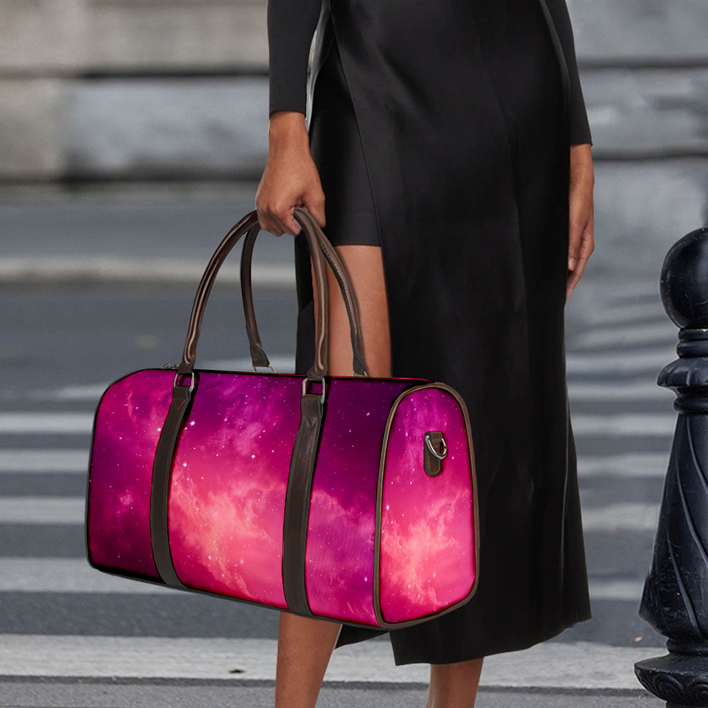 Purple Nebula Cloud Galaxy Space Print Duffle Bag