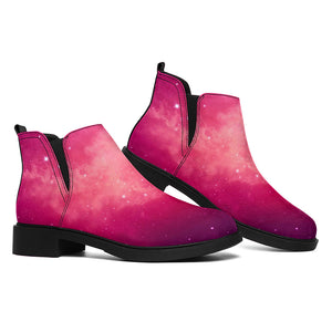 Purple Nebula Cloud Galaxy Space Print Flat Ankle Boots