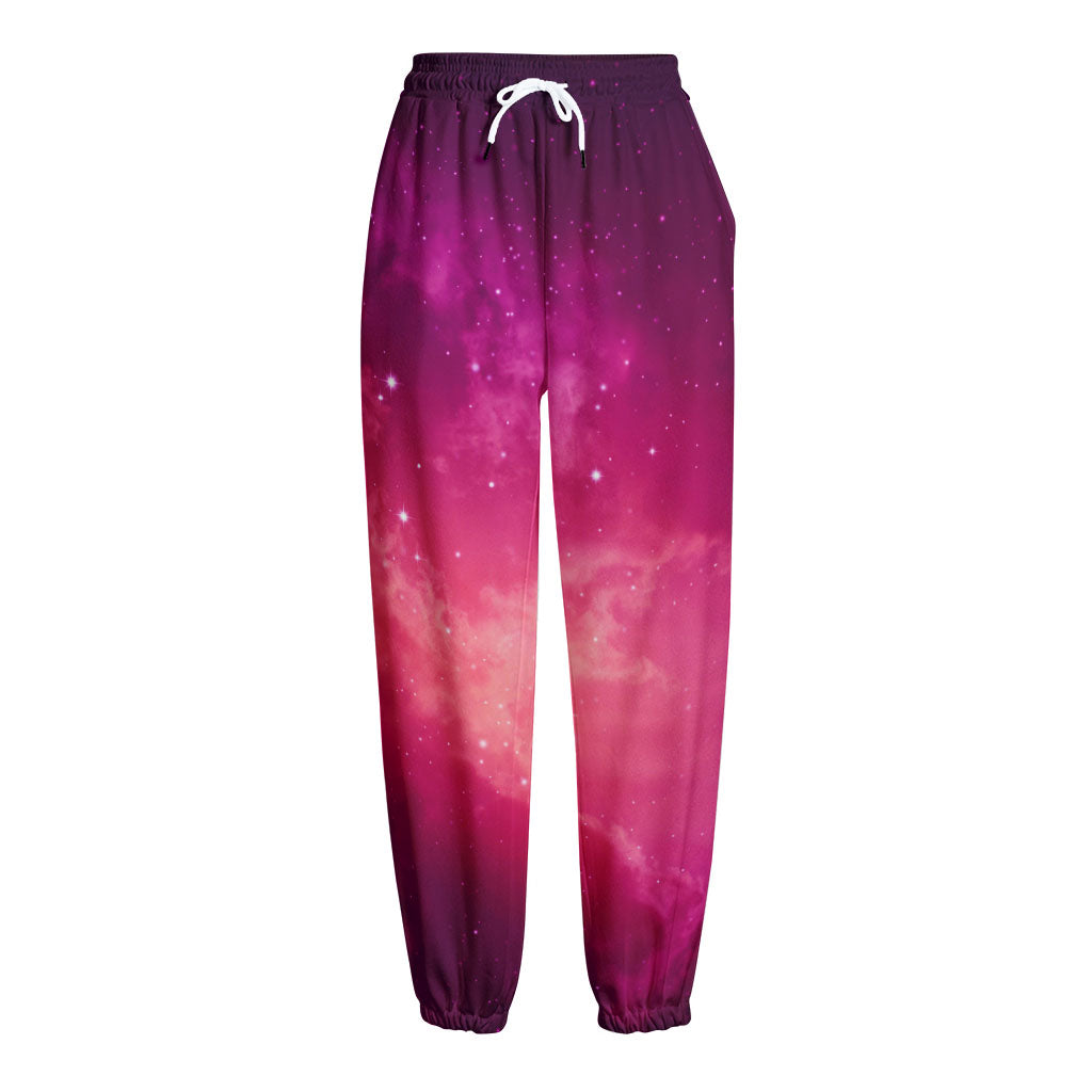 Purple Nebula Cloud Galaxy Space Print Fleece Lined Knit Pants